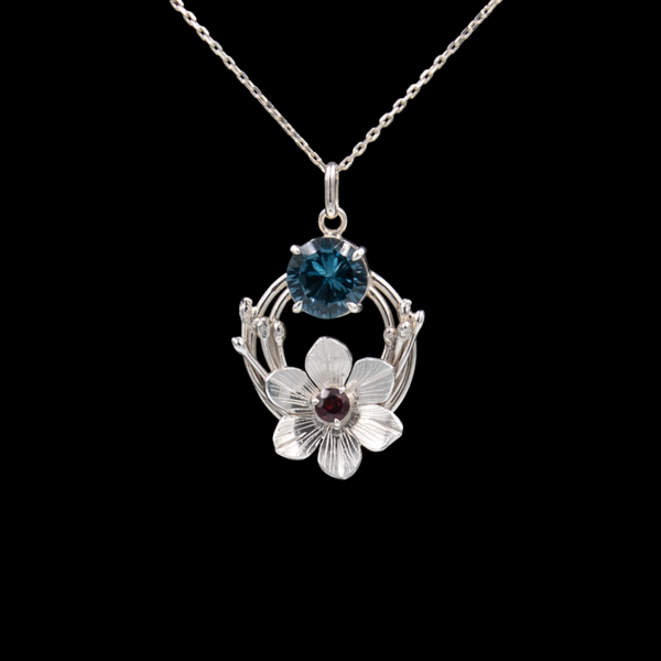 Eternal Flora London Blue Topaz Silver Pendant