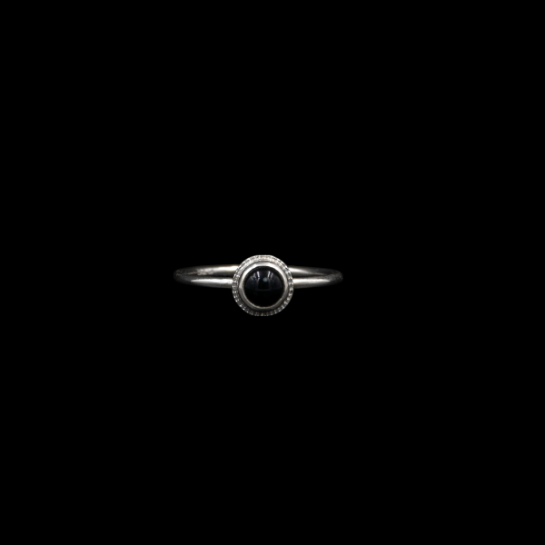 Simple Round Black Onyx Sterling Silver Ring