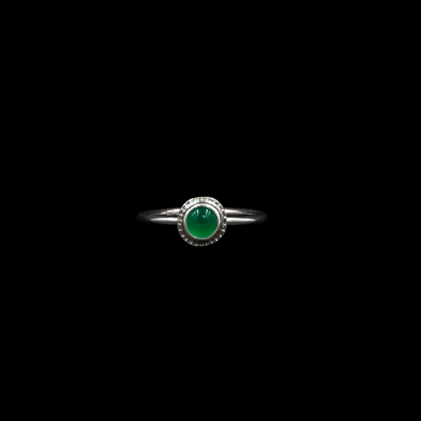 Simple Round Green Onyx Sterling Silver Ring