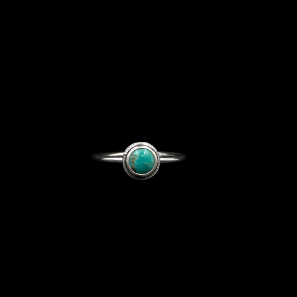Simple Round Turquoise Sterling Silver Band Ring