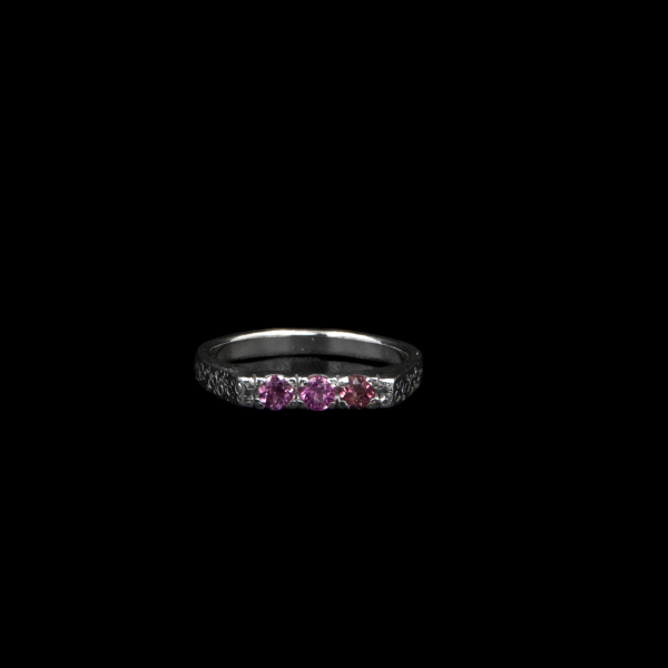 Three Stone Pink Tourmaline Sterling Silver Ring