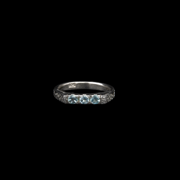 Three Stone Sky Blue Topaz Sterling Silver Ring