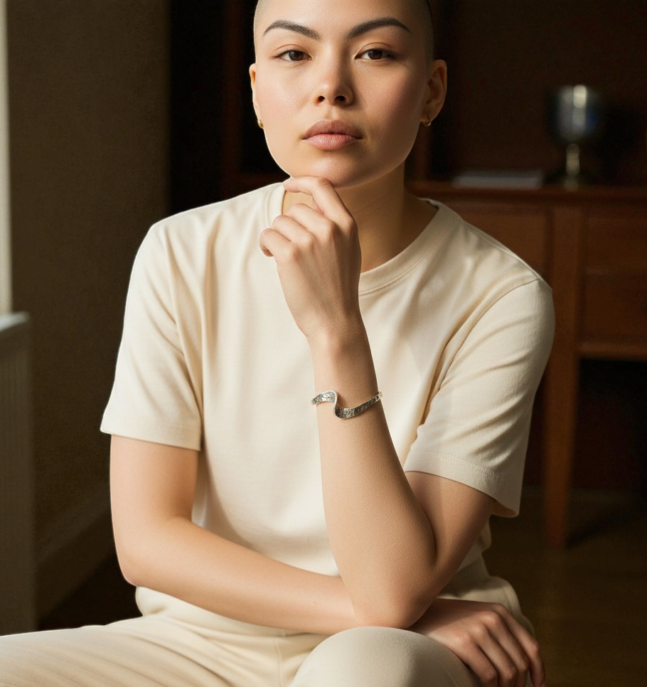 Handcrafted Hammered Silver Cuff Bracelet Minimalist Jewelry