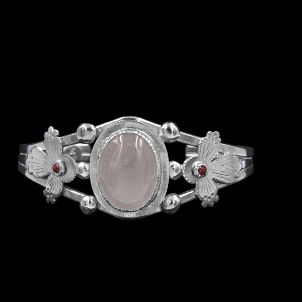 Peranakan Pink Silver Floral Cuff